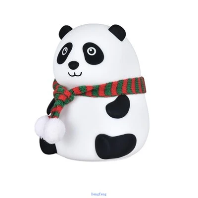 Lampă de noapte reîncărcabilă din silicon Panda Tap Lampă de noptieră pentru somn, iluminare de stare